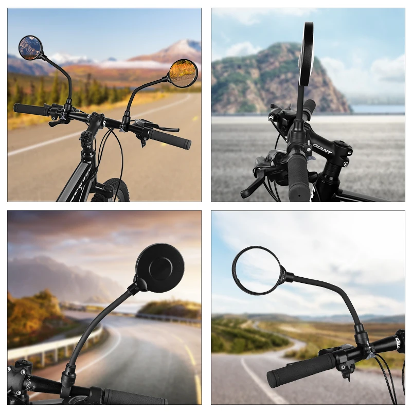 WEST BIKING 1/2PCS Universal Bicycle Rearview Mirror Adjustable Rotate Wide-Angle Cycling Handlebar Rear View Bike Accessories