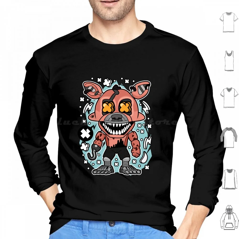 Nightmare Foxy Pop Art Felpa Con Cappuccio In Cotone Manica Lunga Nightmare Foxy Pop Art Fnaf Fnaf Security Brake Five Nights At