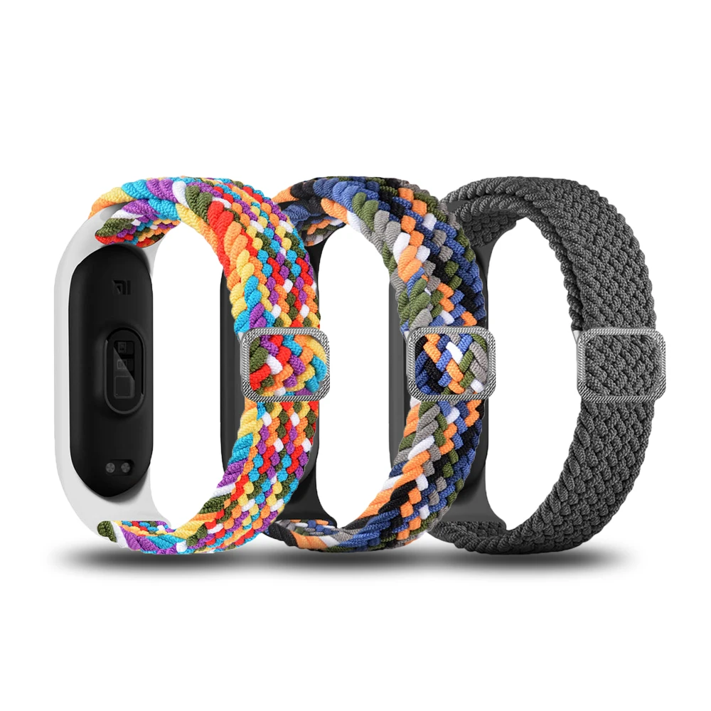 Strap For Xiaomi Mi Band 7 6 5 4 3 Elastic Nylon Braided Adjustable Buckle Watchbands Replacement Watch Straps For Miband 6