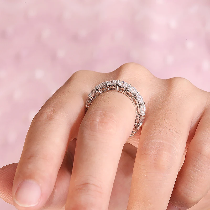 AEAW Moissanite 4mm 14K 10K White Gold Rings Luxury Band for Women