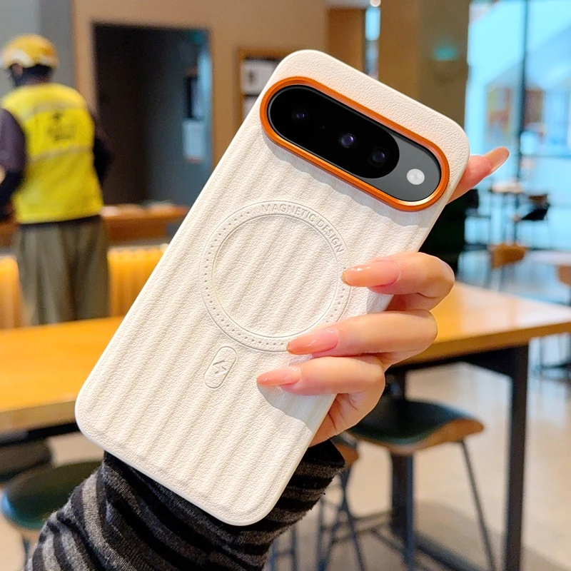 ELVEV Magnetic Luxury PU Leather Matte Corrugated Protective Phone Case