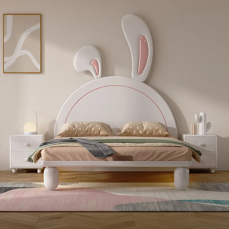 

Children's furniture rabbit cartoon child bed lamp with a sex bed wonderful childhood solid wood girl suite bed modeling bed