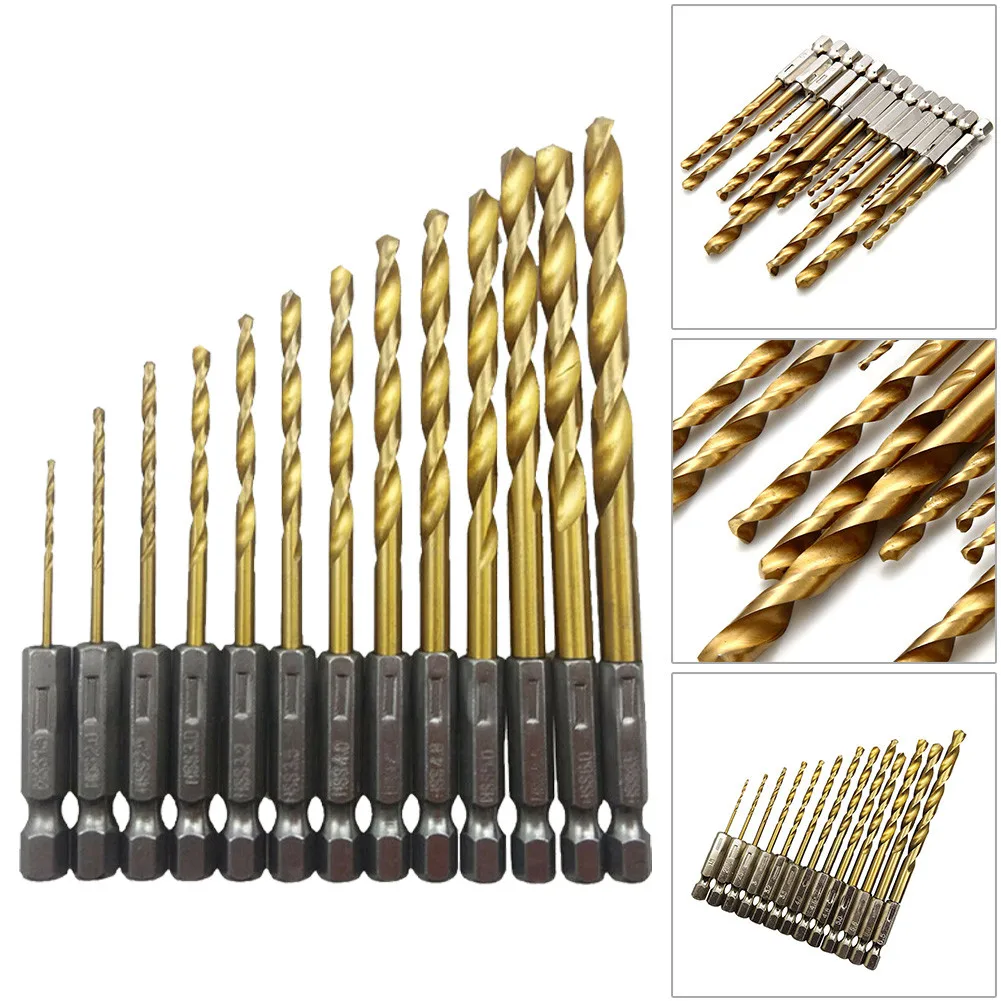 

13pcs/set HSS High Steel Drill Bit Set Hex Shank Bit 1.5mm-6.5mm For Cordless Screwdriver Power Tools Accessories Repairing