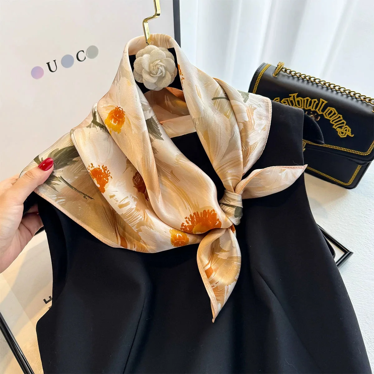 100% Mulberry Silk Square Scarf for Women