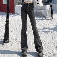 2024 Woman High Waist Vintage Flare Jeans Female Gothic Elastic Bell Bottom Pants Lady Streetwear Blue Black Grey Denim Trousers - Image 6