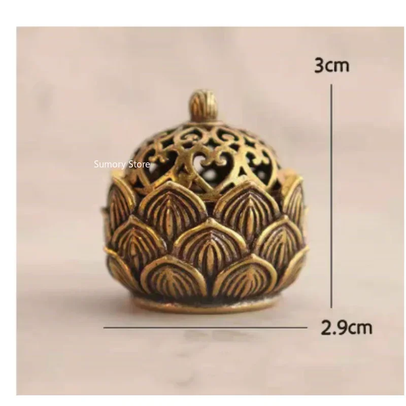 Retro Copper Lotus Pocket Hollow Out Incense Sticks Burner Brass Incense Holder With Cover Sandalwood Cense Buddhism Home Decor