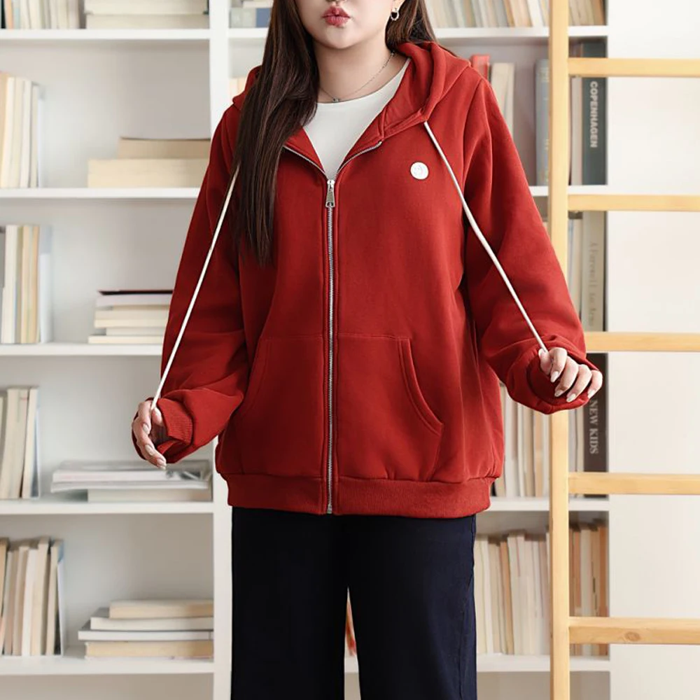 Plus Size Women's Hoodies Premium Warm Loose Hooded Coat Fleece Lined Zip Up Autumn Winter 2025
