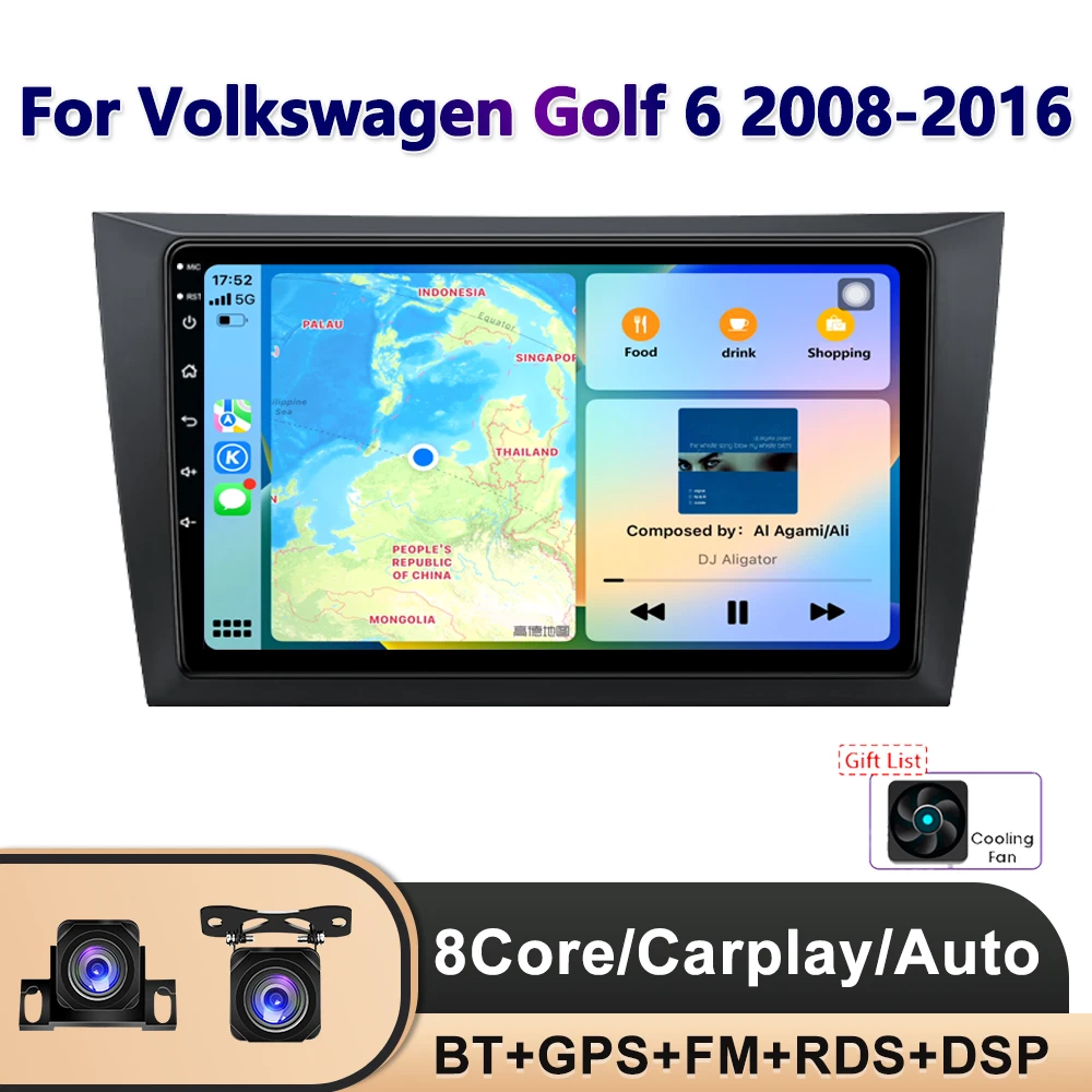 

PEERCE Android 11 Car Radio For Volkswagen VW Golf 6 2008-2016 Multimedia 2Din 4G WIFI GPS Navigation Carplay DVD Head Unit
