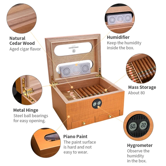 Humidor Mobiletto Umidificatore Per 60 Sigari | LGV Shopping