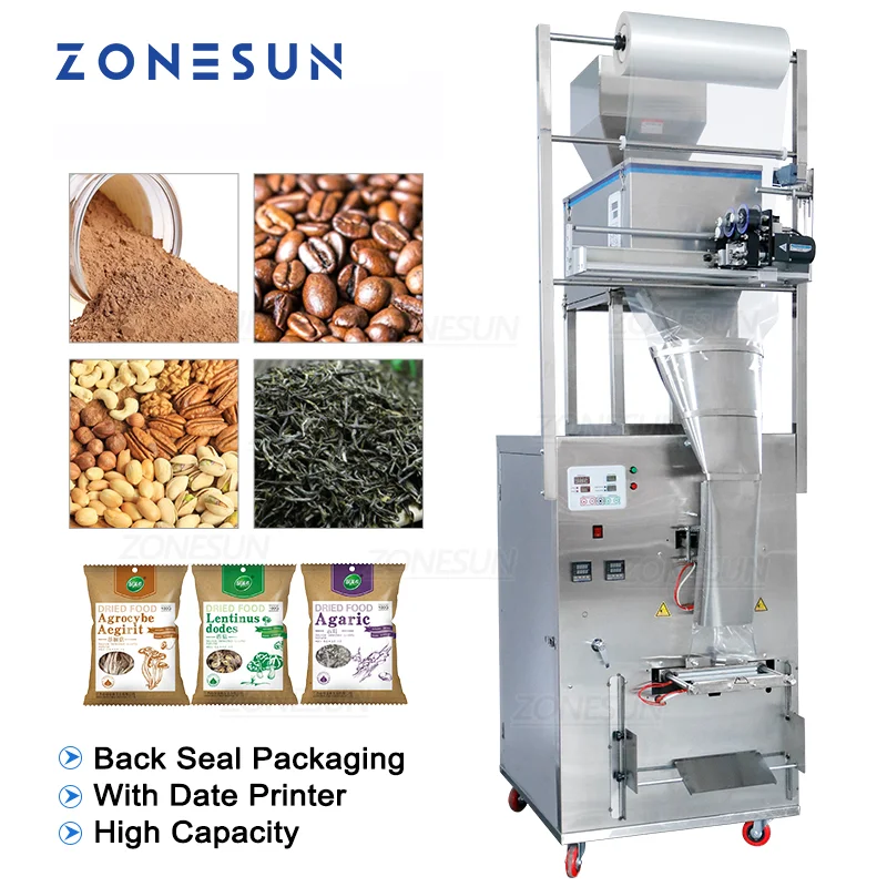 

ZONESUN 10-999 г, автоматическая машина для взвешивания и наполнения пакетиков для зерна семян и риса, упаковочное оборудование для пищевых продуктов