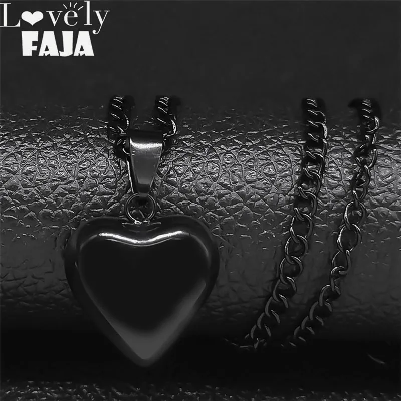 

2023 Fashion Gothic Heart Star Stainless Steel Necklaces Women Black Color Pendant Necklace Jewelry acessorios feminino NU178S03