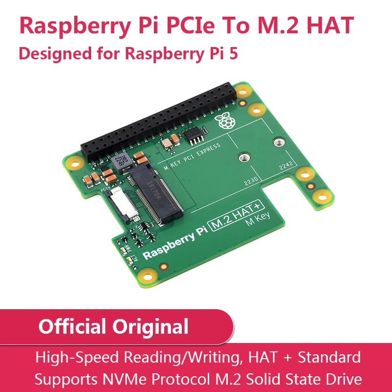 

Raspberry Pi 5 официальный оригинальный PCIe на M.2 NVMe SSD Raspberry Pi M.2 HAT + плата для Pi5