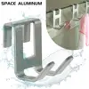 H Shape Door Hooks Space Aluminum Glass Free Hole Hanger Shower Towel Rack Key Holders Kitchen Bathroom Shelf Home Organizers 1