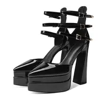 European/american Style Summer Thick Heels High Heels Wrapped Sandals Women's Pointed Belt Buckle Fashionable Women's Shoes - Image 2