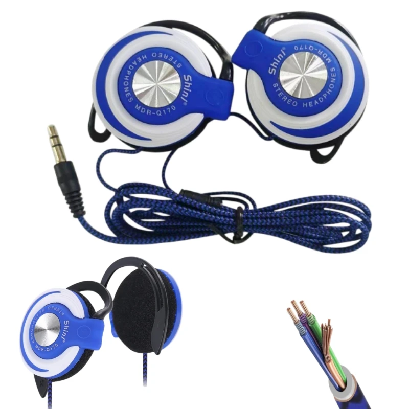 3.5mm Wired Headphones HIFI Studio Monitor, Over-Ear Bass Enhanced Headset with Adjustable Ear Hook for Music Gaming