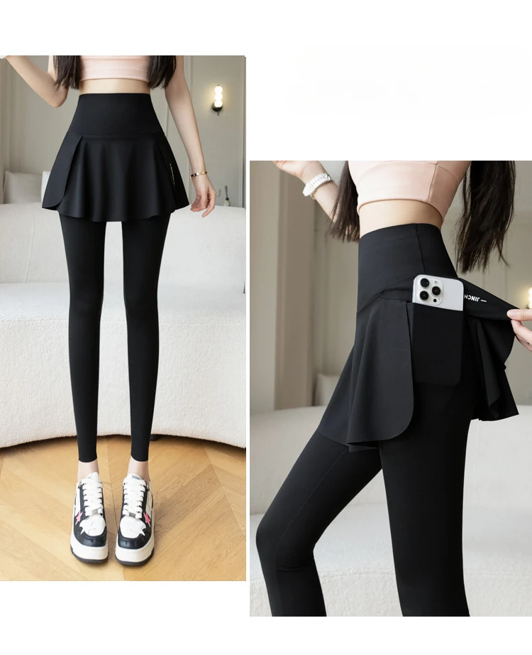Damen High-Waist Nahtlose Zweiteilige Yoga-Hose mit Tasche, Elastische Leggings mit Po-Lifting-Effekt, Schlankheits-Fitness-Leggings – Detail 27