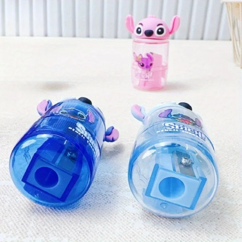 2 pezzi casuali di temperamatite a forma di Stitch Disney, temperamatite a foro singolo, articoli per ufficio in materiale PVC, mini temperamatite - immagine 5