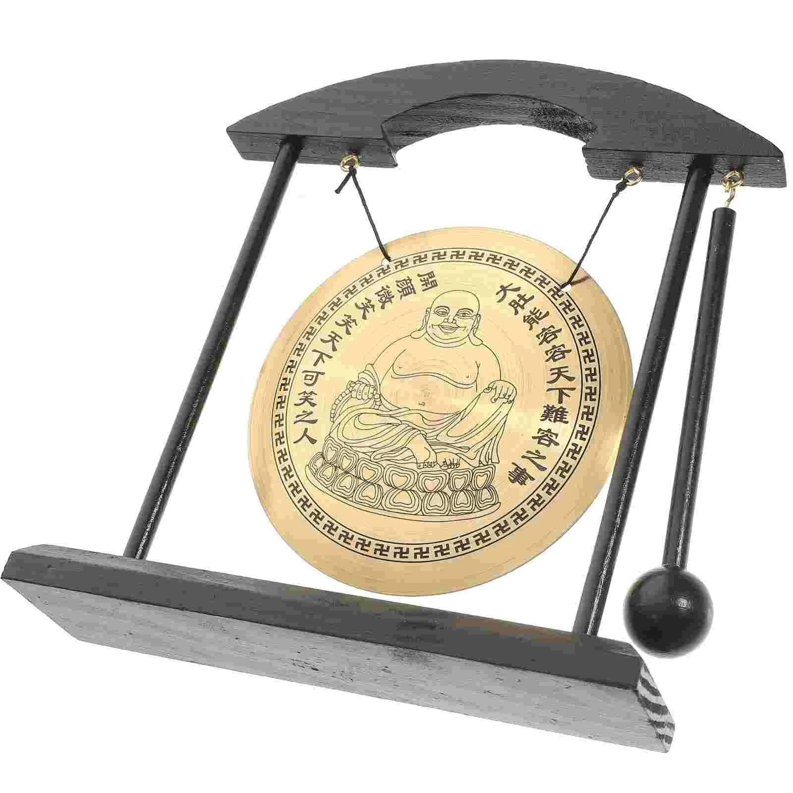 Creative Alloy Wood Gong nament Home Decor Desktop Adornment Craft Vintage Cymbals Indoor Office Accessory Metal Art Piece
