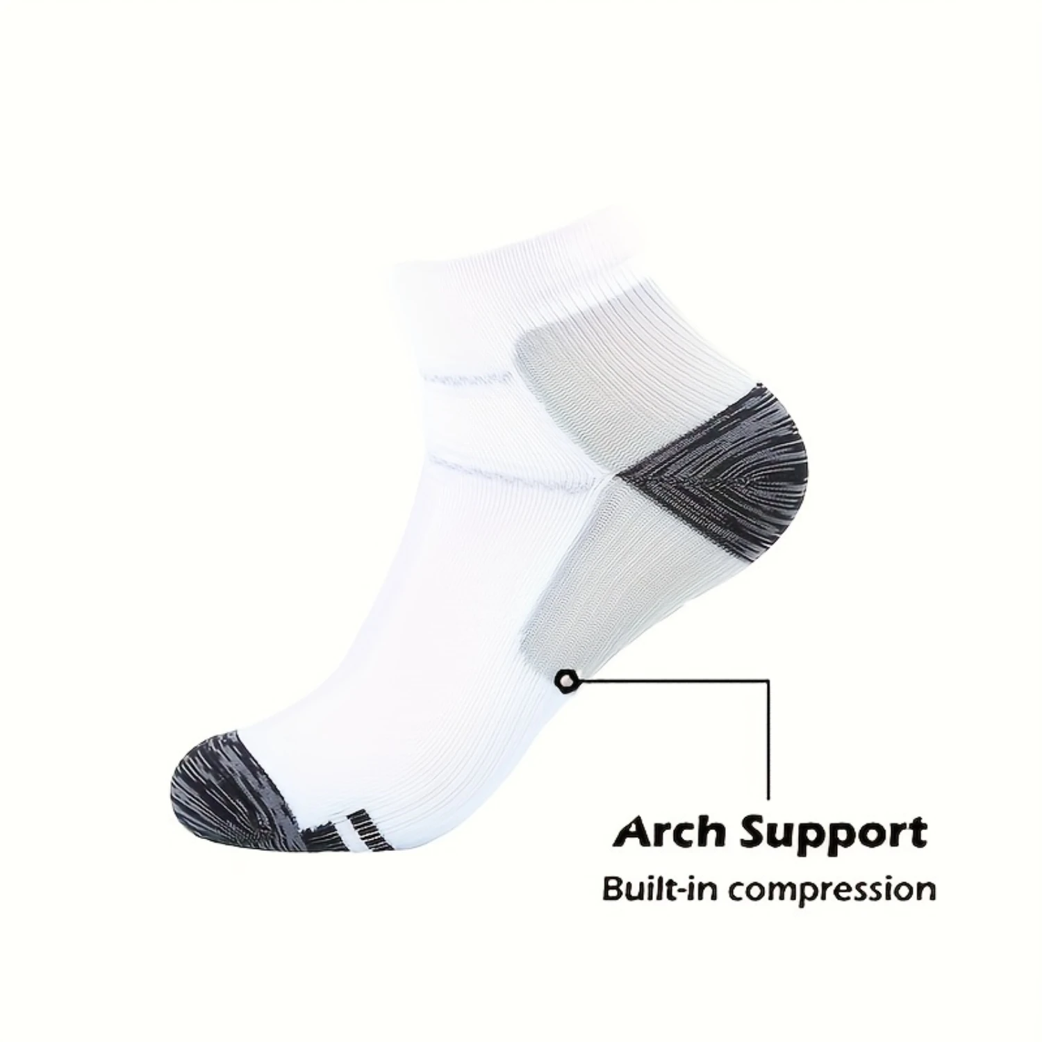 7 Pairs Breathable Ankle Compression Socks For Running, Walking, And Basketball-Non-Slip Athletic Crew Socks With Support And