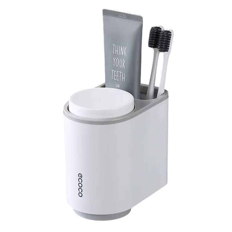 Porte-brosse à Dents Mural (blanc) Avec Couvercle, 2 Emplacements Pour