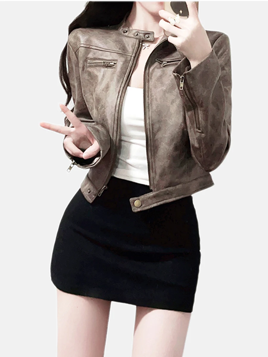 

Solid Color Buttons Zipper Coat Woman Long Sleeve Round Neck Overcoat Casual Vintage Cozy Autumn Winter New Outewear