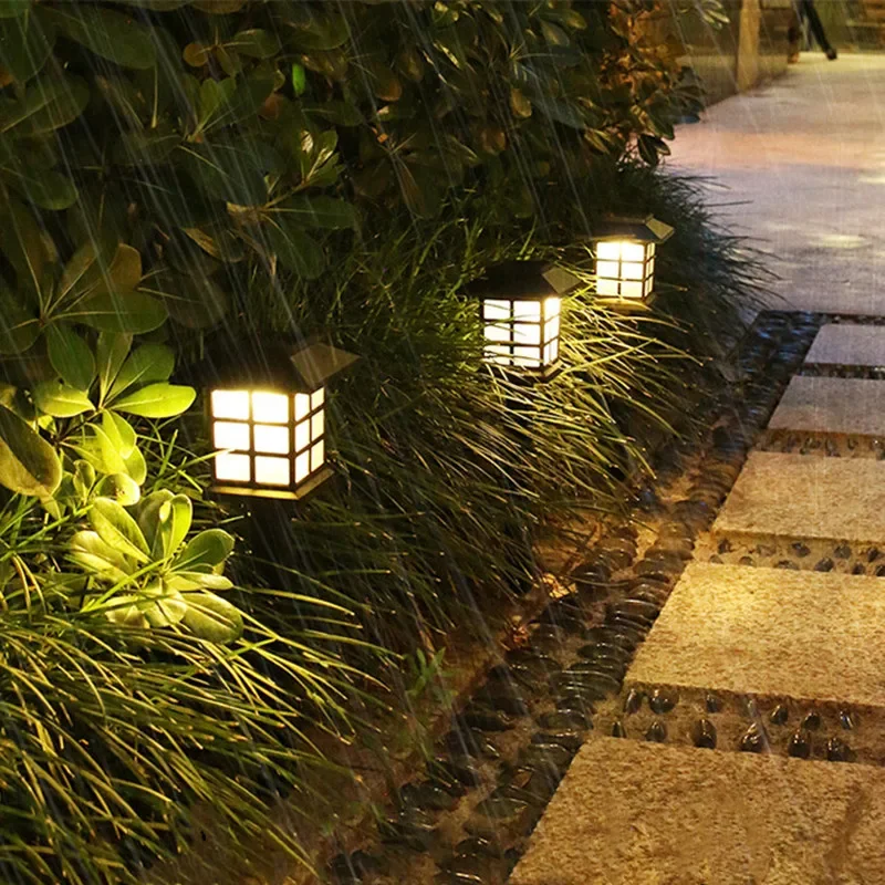 Solar House Shape Outdoor Lamp 2pack Waterproof Outdoor Garden Light Wedding Decor Solar Panel LED Lights Street Lawn Yard Lamp