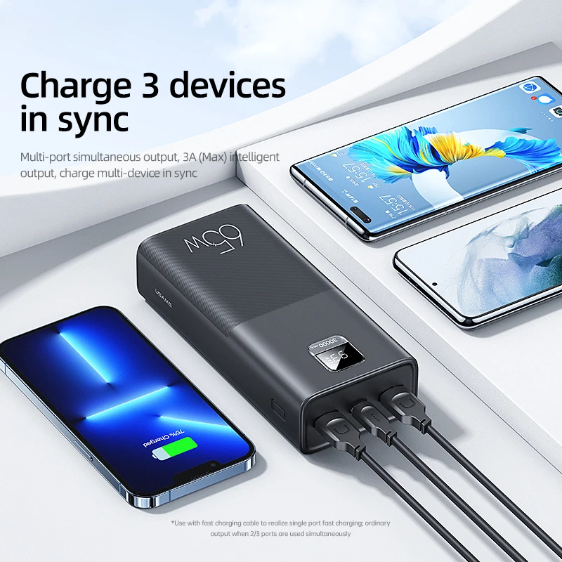 USAMS 65W Power Bank 30000mAh PD Quick Charge SCP FCP Powerbank Portable External Battery Charger For Phone Laptop Tablet Mac image_2
