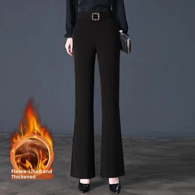 Flared pants black [velvet and thickened]