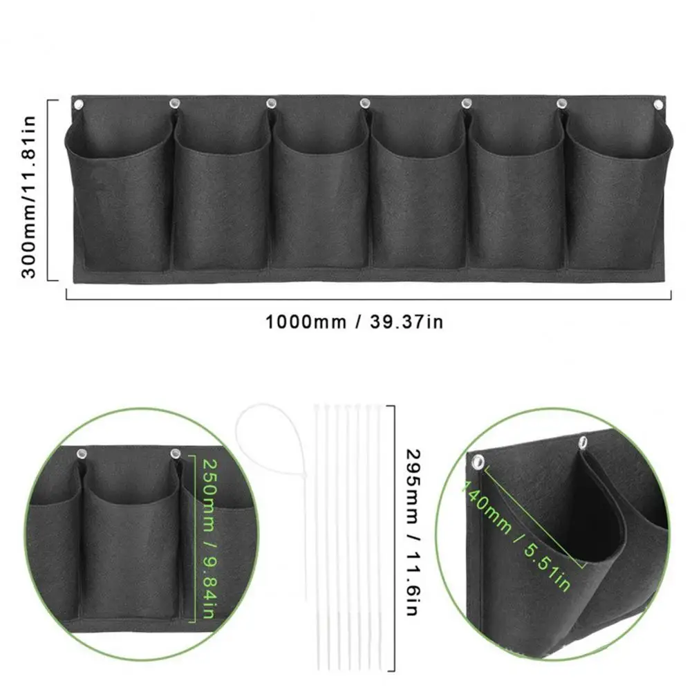Hanging-Planting-Bag-for-Yard-Felt-Grow-Bags-6-Pockets-Non-perishable-Suspendable-Gardening-Tools.jpg Függő Ültetési Táska Az Udvarra Érezhető Táskák 6 Zseb Nem Romlandó Felfüggeszthető Kertészeti Szerszámok - Image 6