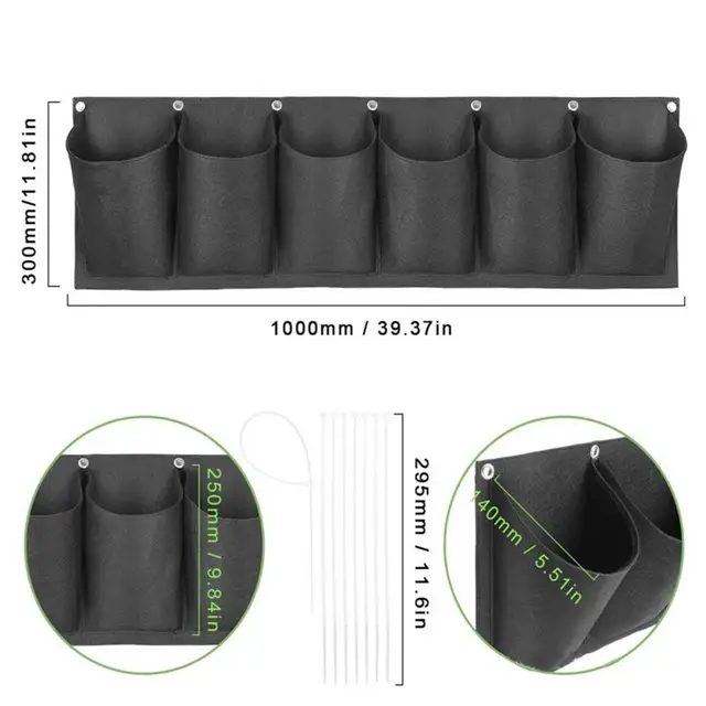 Függő Ültetési Táska Az Udvarra Érezhető Táskák 6 Zseb Nem Romlandó Felfüggeszthető Kertészeti Szerszámok - Image 6