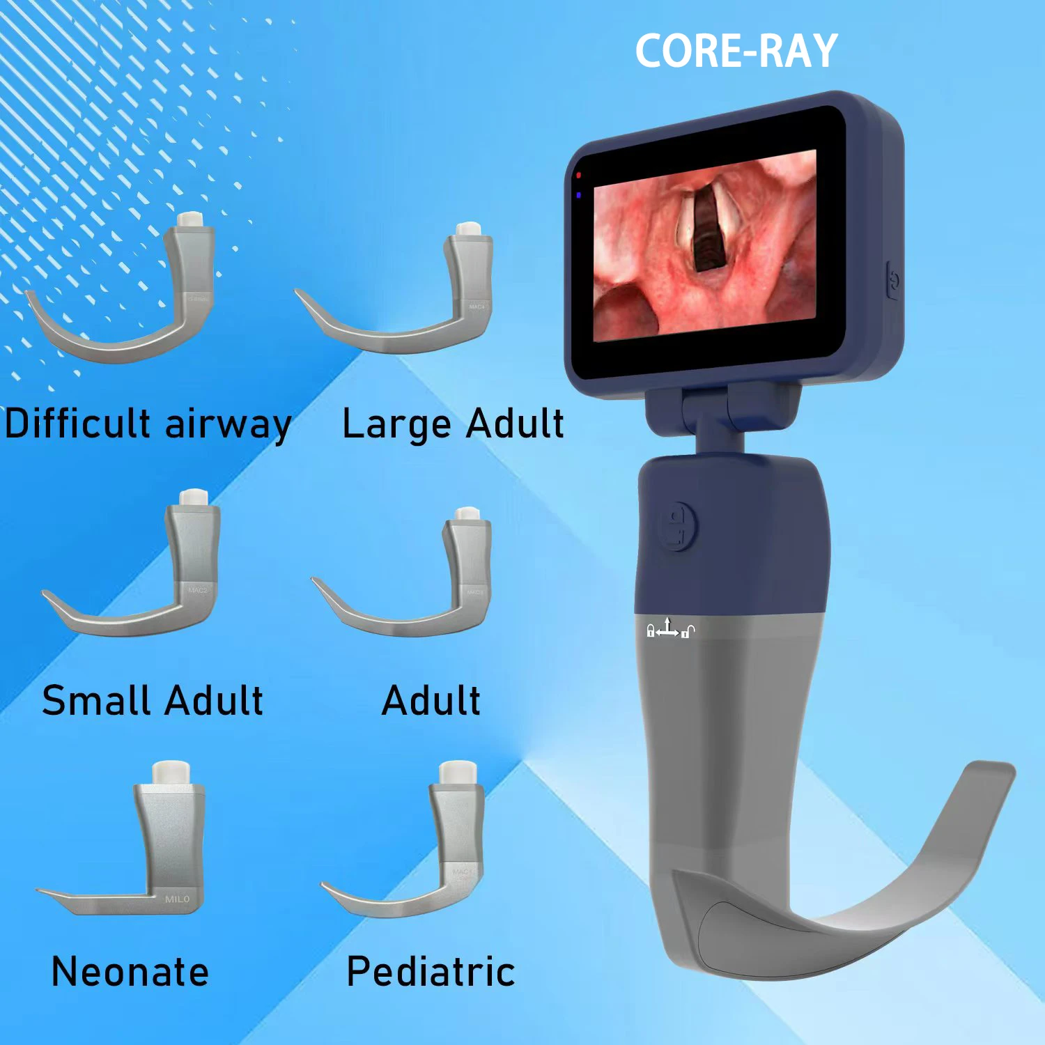 VideoLaryngoscopeReusableSterilizableBladescolorTFTLCDDigital
