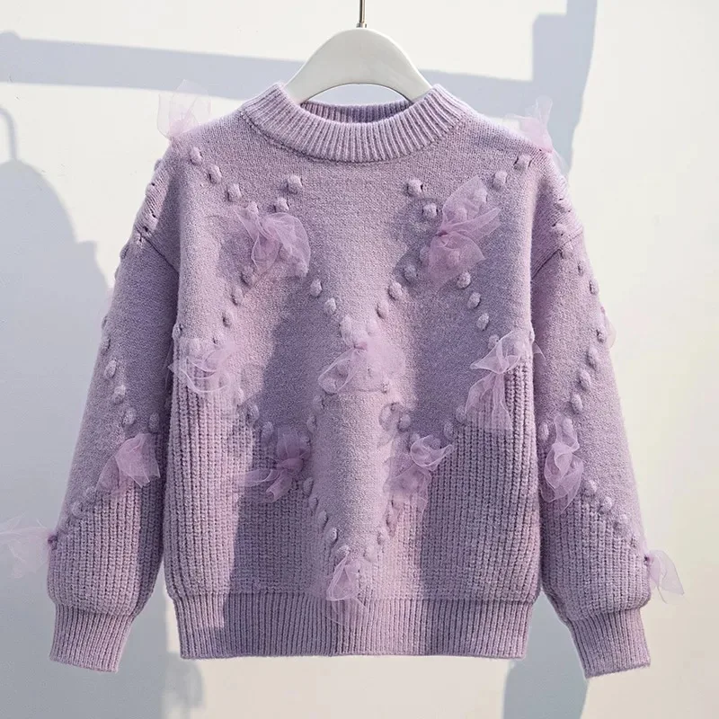 Children's Clothing Autumn Winter Girls Fashion Thickened Knitted Pullover Sweater Kids Girl Clothes Top