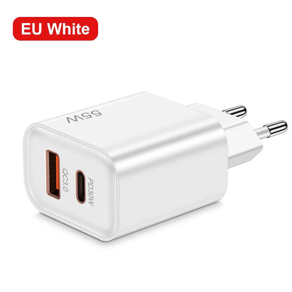 High-Speed 55W Dual-Port USB-C Fast Charger Adapter