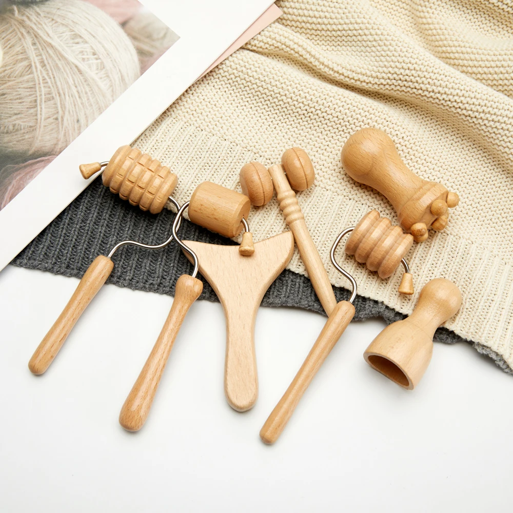 Maderoterapia Wood Therapy Massage Kit Facial Lifting Body Contour Gua Sha Roller Tools Facial Skin Scraping Skin Care Massager