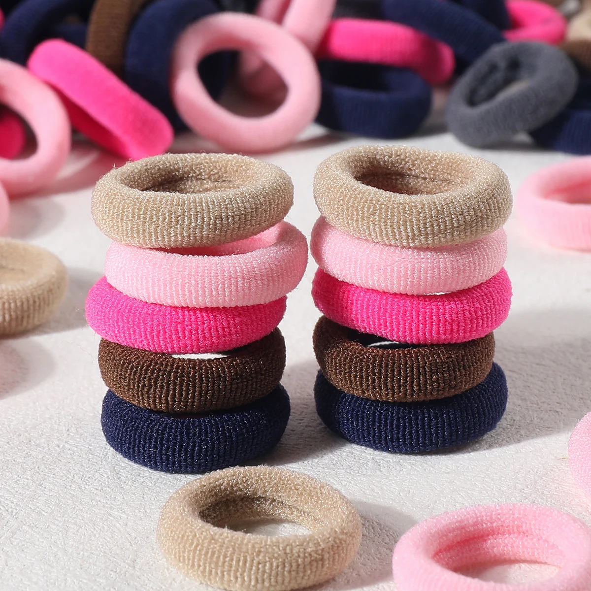 100PCS New Basic Nylon Ealstic Hair Ties for Girls Colorful Hair Band Ponytail Holder Scrunchie Rubber Band Kid Hair Accessories 5