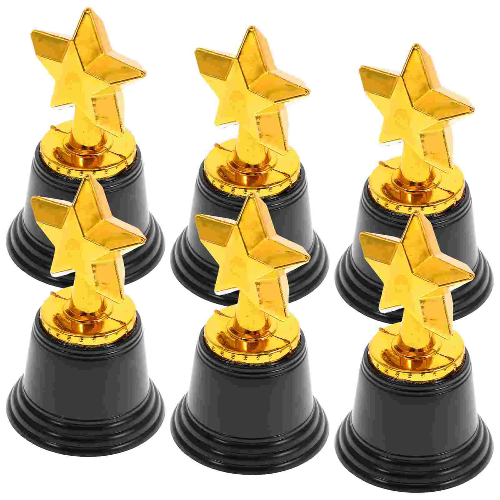 12Pcs Plastic Trophy For Award Ceremony Souvenirs Star Award Trophy Golden Party Favor Game Prizes Class Rewards Team Sports plastic trophy toys