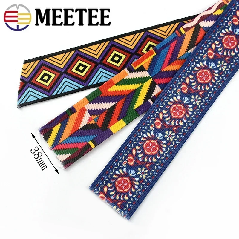 나일론 웨빙 테이프, 1mm 두께, 자카드 리본 가방 장식, 어깨 스트랩, DIY 의류 재봉 액세서리, 1m, 2 m, 3m, 38mm