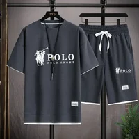 Ensemble gaufré décontracté respirant pour homme : T-shirt à manches courtes et short de sport deux pièces, idéal pour l'été 1