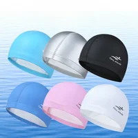 Swimming Caps Women Men Universal Long Hair Ear Protection Swim Caps PU Waterproof Letter Printed Swimming Cap Pool Accessories 1