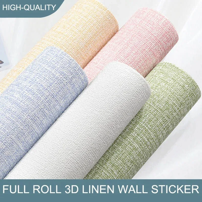50cmX10m Linen 3D Foam Self-adhesive PVC Solid Color Thickened Waterproof Background Wall Renovation Wallpaper Wall Stickers - Image 2