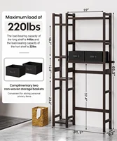with Basket and Drawer, Bamboo Bathroom Organizer with Adjustable Shelf & Waterproof Feet Pad, Rack for Restroom, Laundry, Brown 2