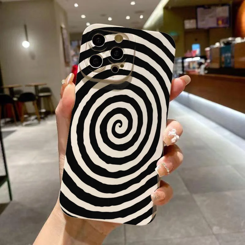 Swirl Circle Pattern Silicone Matte Soft Phone Case