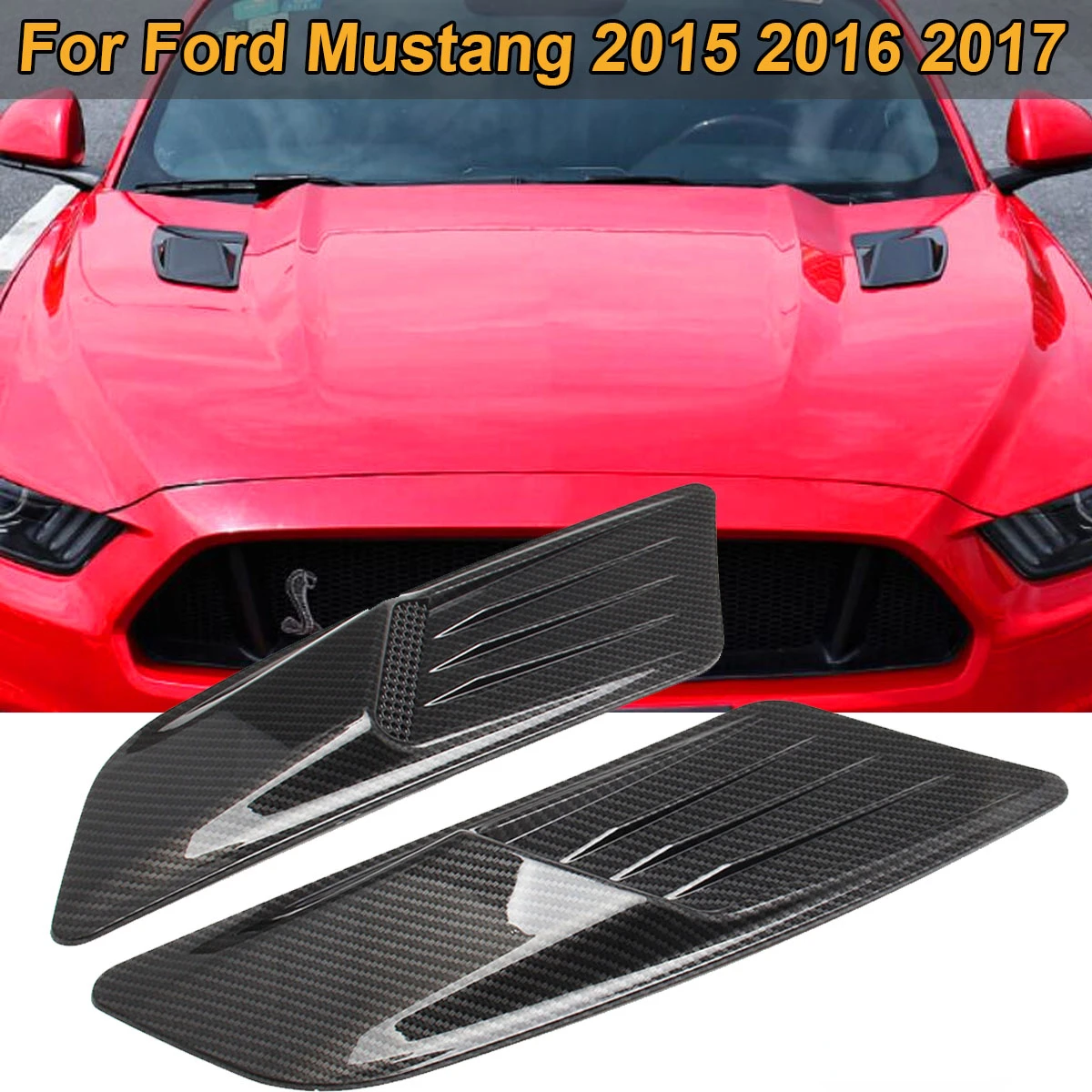 

Front Engine Hood Air Flow Intake Scoop Bonnet Vent Cover Trim for Ford Mustang 2015 2016 2017 Decoration ONLY Car Accessories