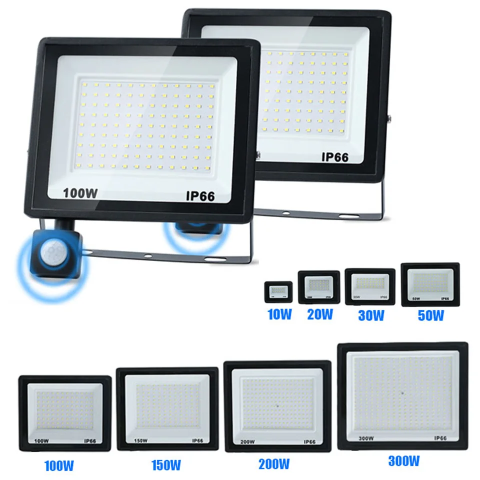 Outdoor flood light PIR Motion Sensor 220V 110V led spot 50W 100W 150W 200W 300W IP66 Waterproof Outdoor LED Focus For Garden led motion sensor light led flood light
