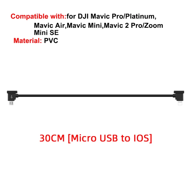 Data Cable OTG Remote Controller to Phone Tablet Connector Micro USB TypeC IOS Extend for DJI Mavic MINI/MINI SE/Pro/Air/Mavic 2 30cm for IOS