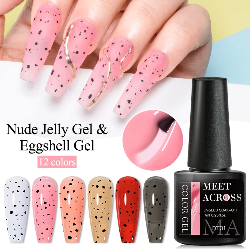

MEET ACROSS 7ML Nude Eggshell Gel Nail Polish Semi Permanent UV Gel Used With Jelly Gel Long Lasting Nail Art For Manicure