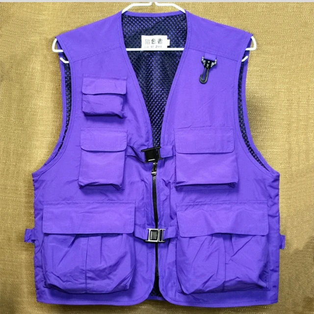 2023 Multi Pockets Techwear Tactical Cargo Vest Men Outdoor Photography Fishing  Waistcoat Sleeveless Jacket Purple Red Color - AliExpress