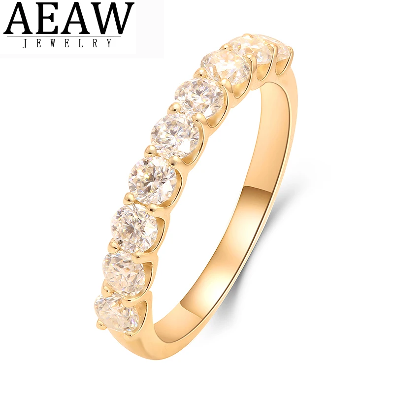 14k Yellow Gold Lab Grown Diamond  Round Excellent Cut Total 3MM 0.9CTW CVD HPHT Diamond Ring For Girls Cocktail Jewelry