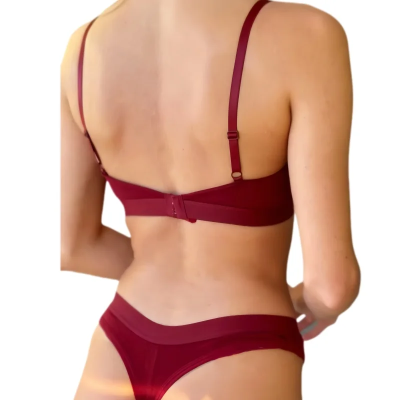 Comfort Cotton Bra Panties Set Women Push-Up Bra Low Waist Thongs Sports Underwear  Sexy Lingerie Set Female T-Back Intimates