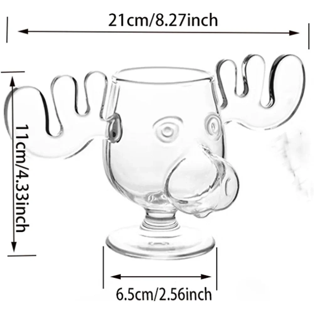 1-4PCS 240ml 8oz Christmas Vacation Moose Mug Christmas Reindeer Head Creative Elk Glass Wine Beer Water Juice Milk Glass